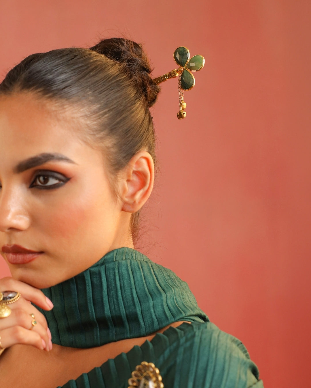 Ranjani Juda Pin Green (Brass)