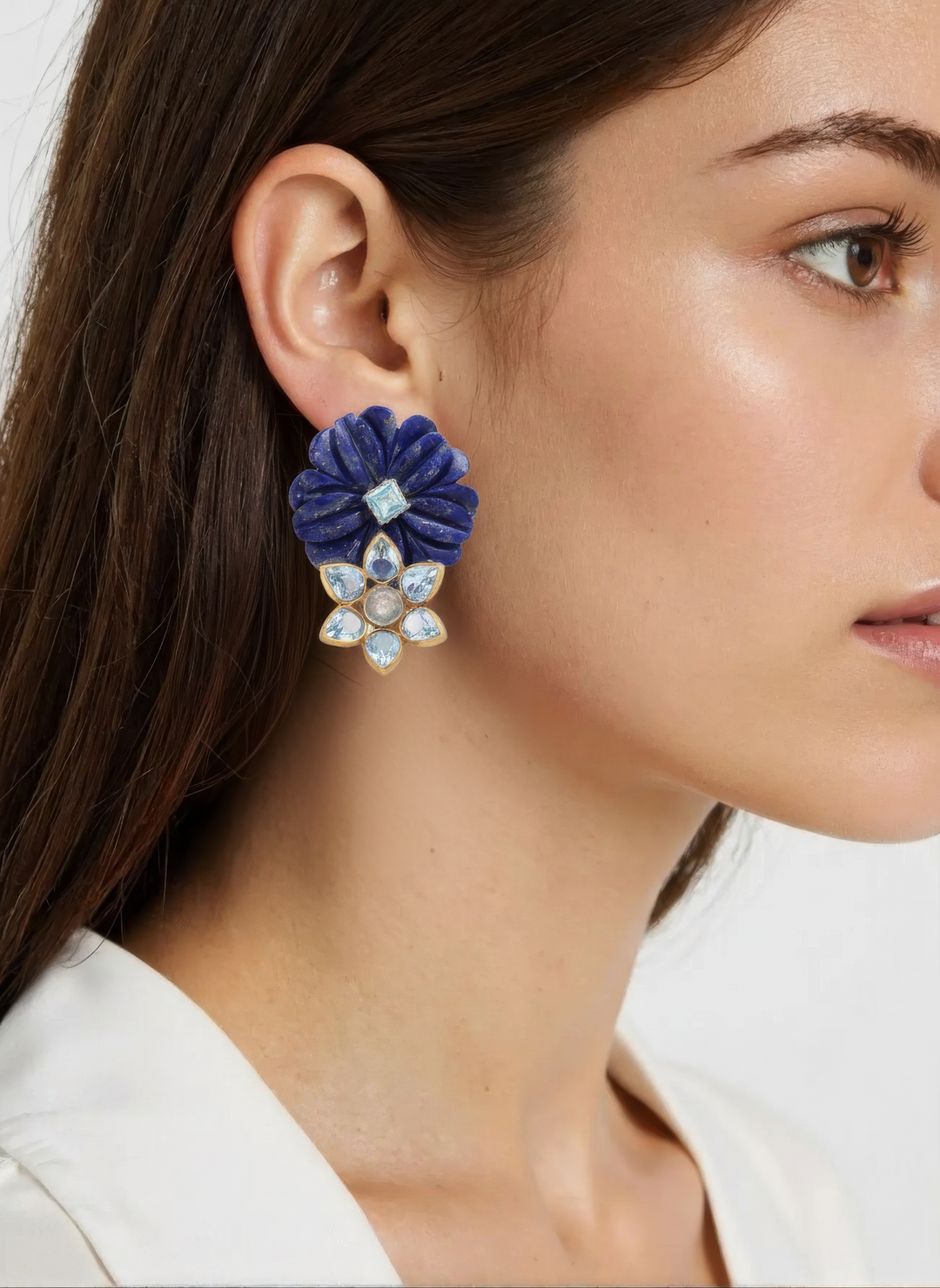 Lapis Flora Earrings